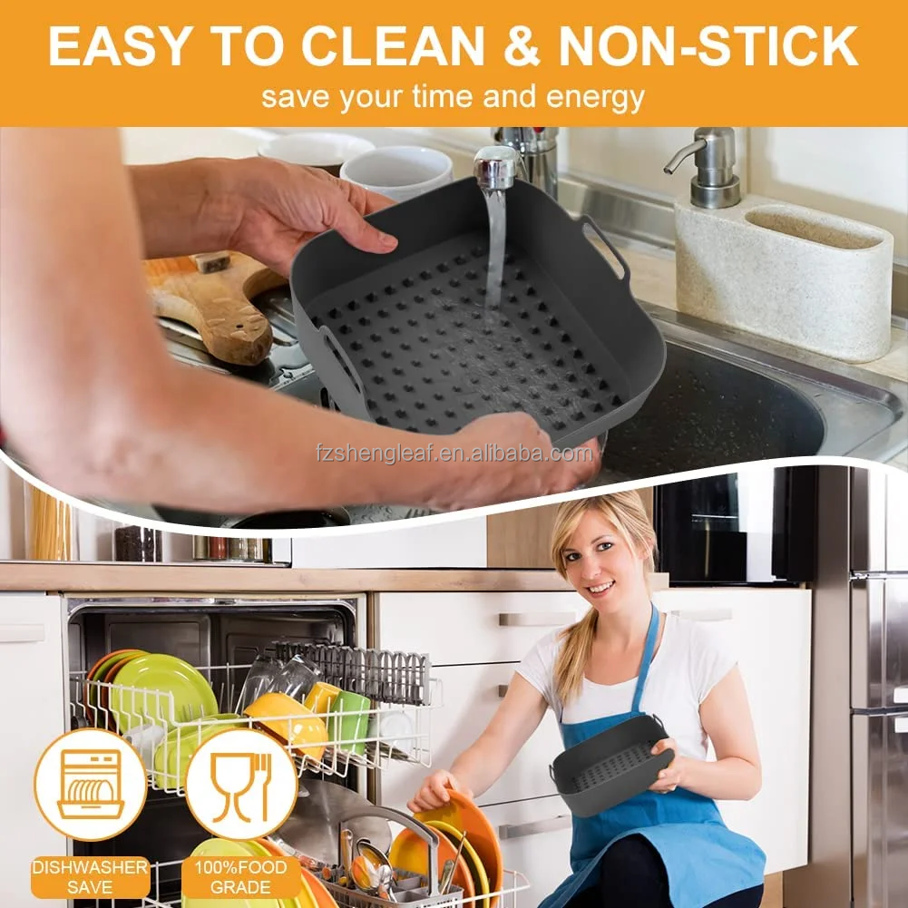 Pot Thick Reusable Square Food Grade Eco-Friendly Silicone Air Fryer Liners Replacement for Parchment Paper Baskets manufacture