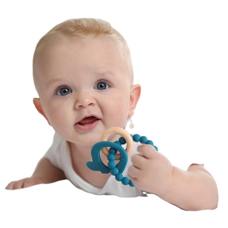 Unisex Baby Soft Toy Food Grade Silicone Teether Pacifier Rattles Bracelet Carto details