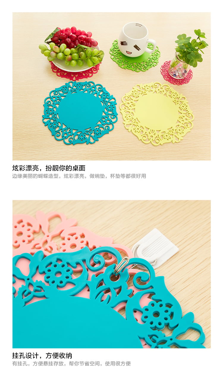 Kitchen Heat Resistant Pan Dishes Pot Holders Custom Silicone Lace Embossed Placemat Table Dish Place Mats manufacture