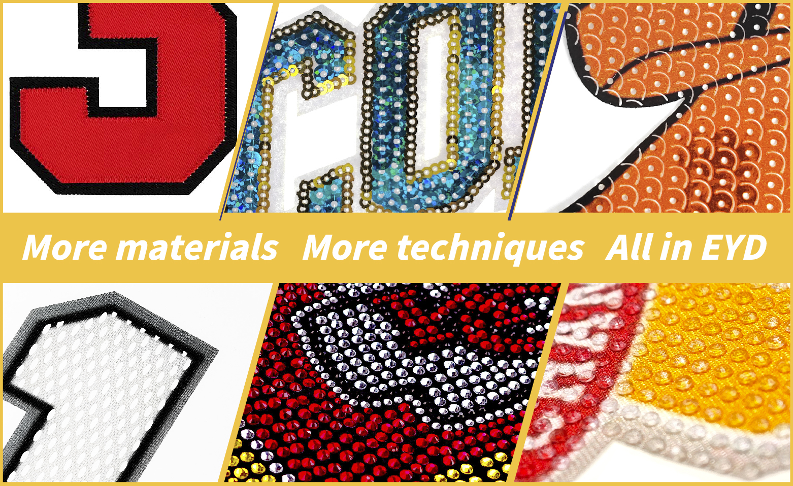 EYD Custom Logos Printing Press Rugby on Patches Rhinestones Dtf Silicone Clothing Iron on Patches Heat Transfer for Clothes details