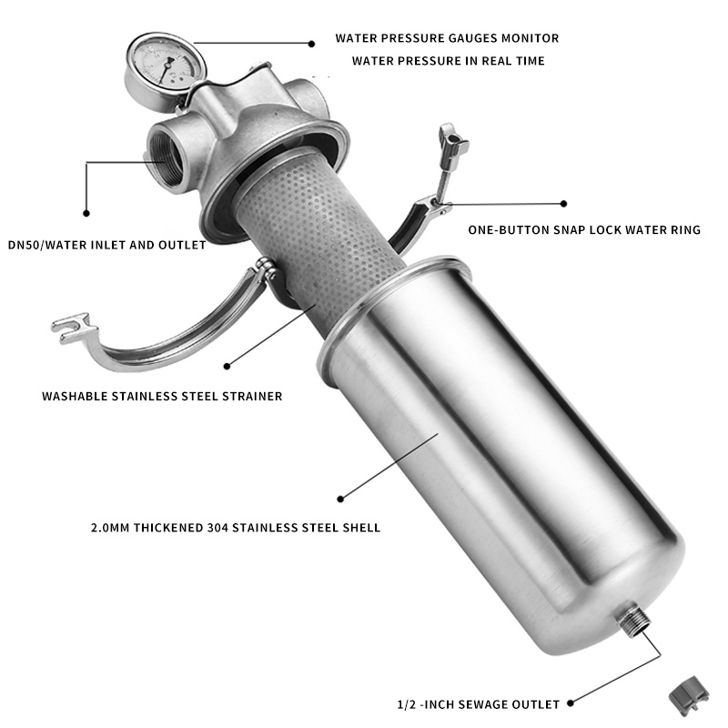 Industrial Outdoor Manual Water Treatment Appliance Stainless Steel Housing Water Prefilter Machine Equipment factory