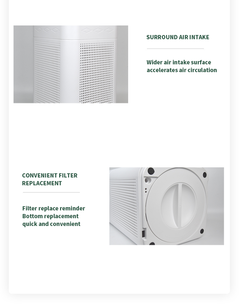 Ur-Health Electric Air Purifier Portable Household 2024 HEPA Filter for Large Rooms Negative Ion UVC UV Optional EU & US Plug factory