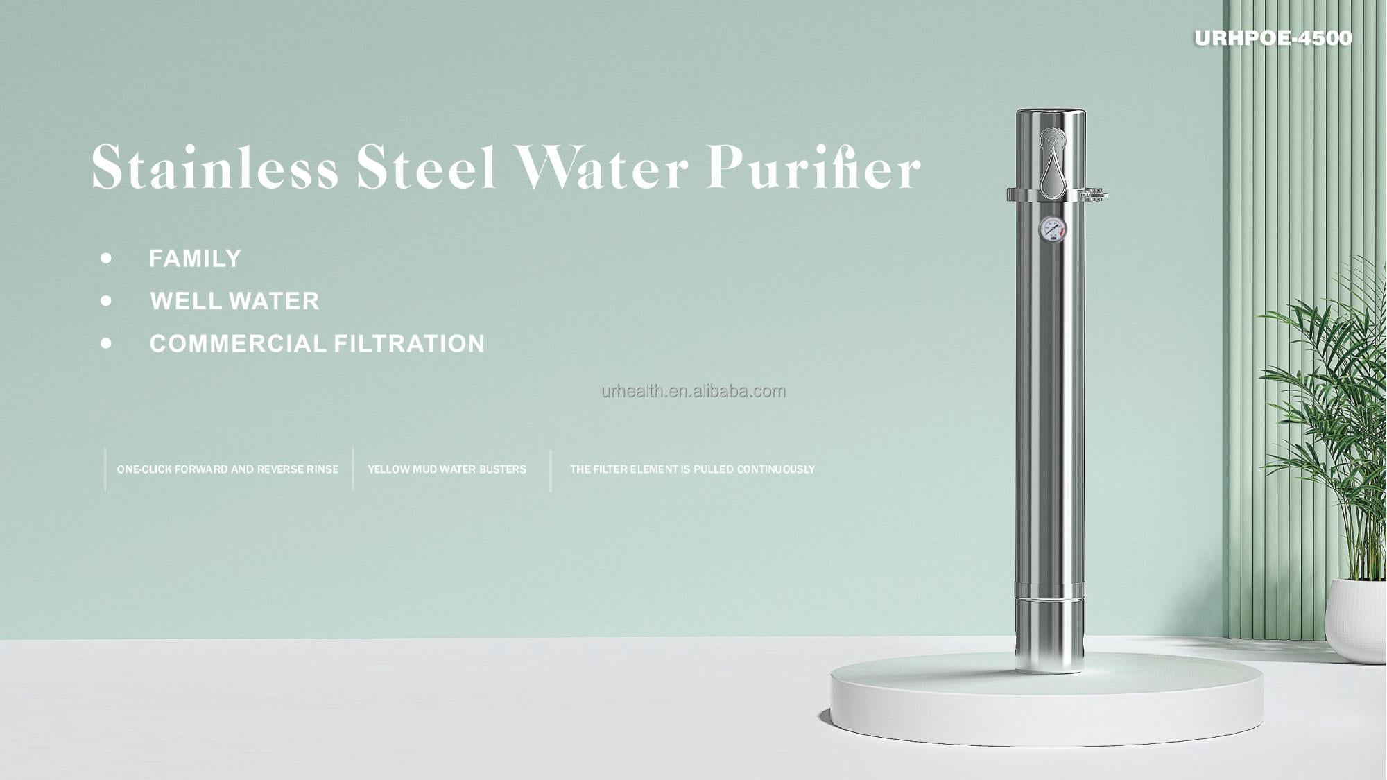 product ur health tropical uf water purifier 304 ss full body double backwash no electricity pvc portable household water filter-1
