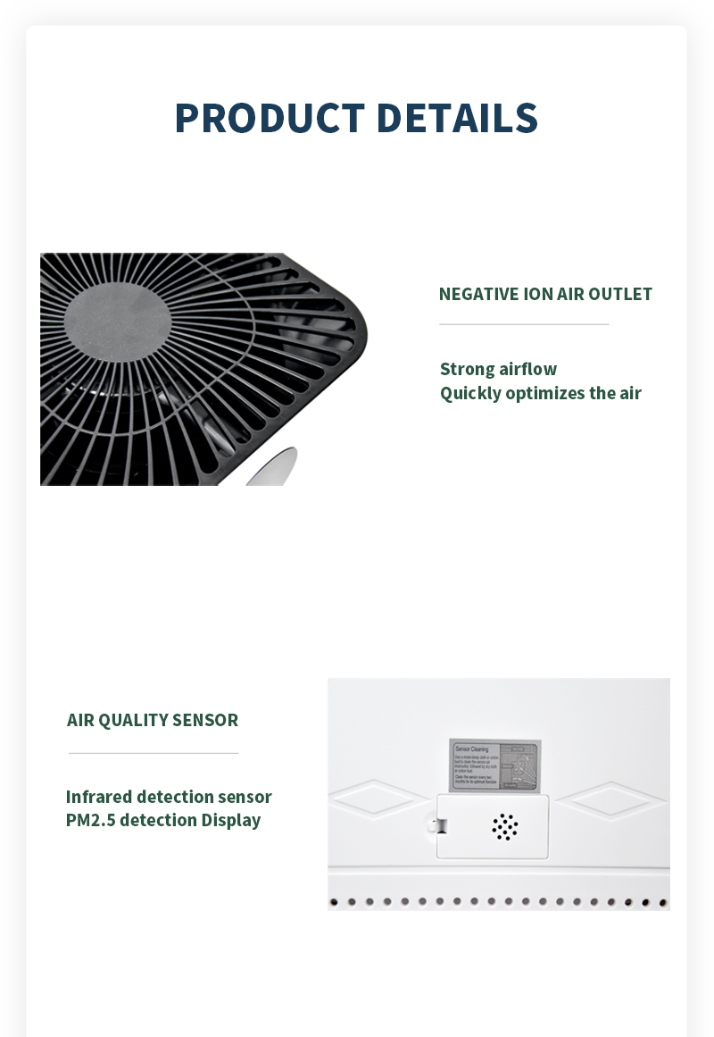 Ur-Health Electric Air Purifier Portable Household 2024 HEPA Filter for Large Rooms Negative Ion UVC UV Optional EU & US Plug manufacture