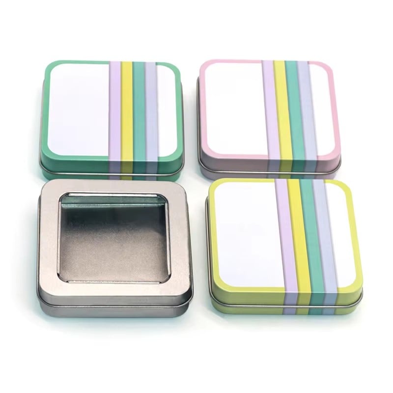 Wholesale Custom Rectangle Metal Packaging Tin Box with Window Empty square Tin Box manufacture