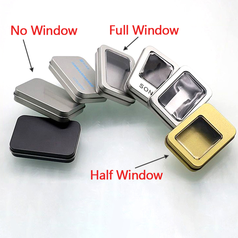 Rectangular Gold Tins With Pvc Clear Window Lids Metal Empty Tin Box for Wine Bottle Opener details