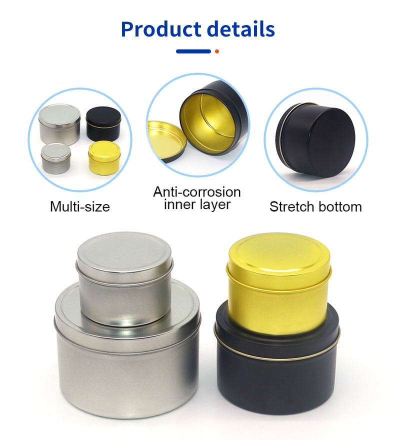 Travel Tin Box Empty Round Storage Containers for Candle Making Luxury Metal Candle Tin Jar 2oz 4oz 6oz 8oz Candle Tins With Lid supplier