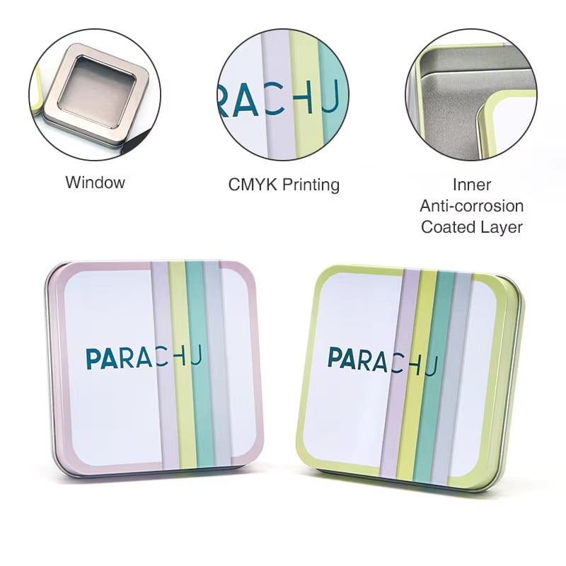 Wholesale Custom Rectangle Metal Packaging Tin Box with Window Empty square Tin Box factory