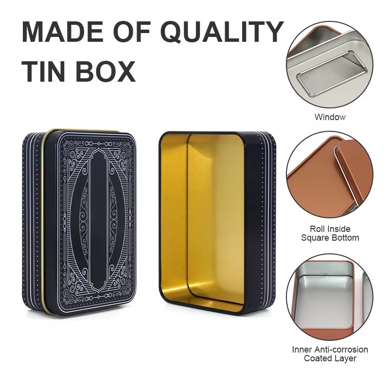 Custom Logo Tin Box With Lid Rectangle Empty Metal Tin Container Can Storage Packaging Gift Candy Poker Case supplier