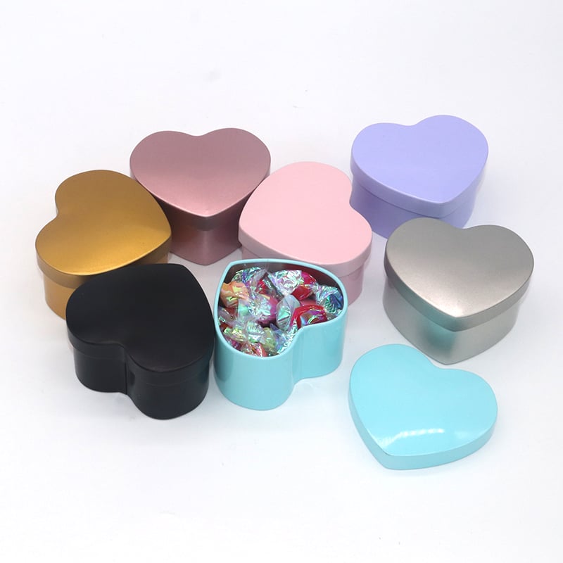 Wholesale Wedding Gift Candy Packaging Heart Tin Can Chocolate Cookie Biscuit Gift Tin Box details