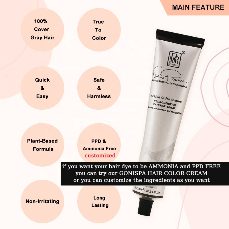 Factory OEM Ammonia Free Dark Green Hair Dye Color Cream 100% Grey Coverage For Professional Salon Permanent Coloring Dyeing supplier