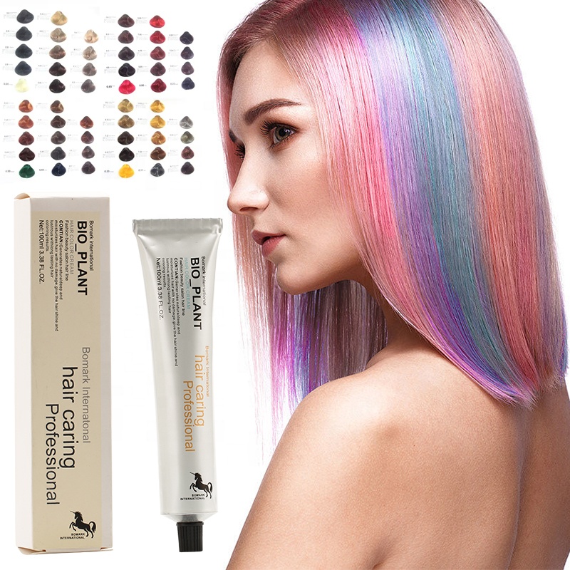 Factory Supplies 100% Grey Coverage Hair Color Cream Private Label Low Ammonia Bio Plant Permanent Hair Dye details