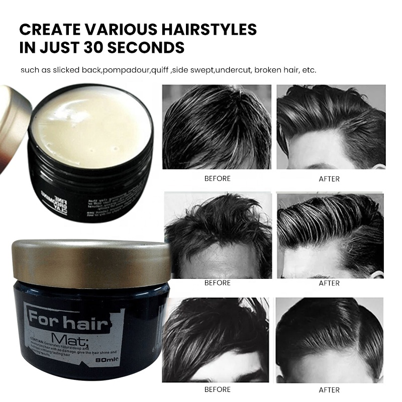 Private Label Factory Wholesale Fashion Styling Strong Hold Edge Control Gel Pomade Matte Hair Wax Clay for Men details