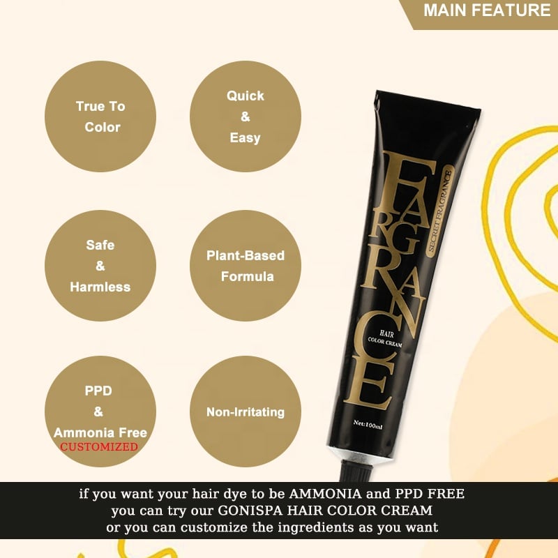 OEM Private Label S&F Professional Salon Low Ammonia Hair Dyeing Herbal Hair Dye Color Cream Permanent Coloring 43 Colour supplier