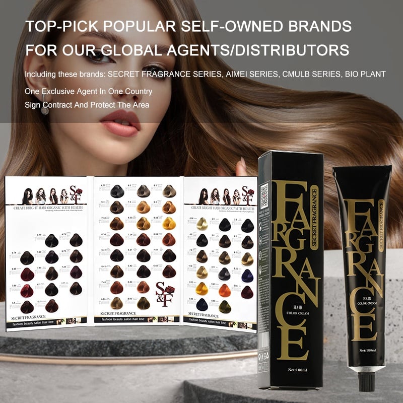 OEM Private Label S&F Professional Salon Low Ammonia Hair Dyeing Herbal Hair Dye Color Cream Permanent Coloring 43 Colour supplier