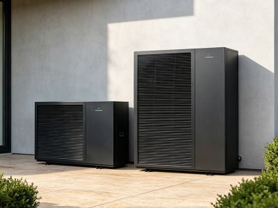 Complete Heat Pump System Layout for Combined Residential Heating and Cooling Needs