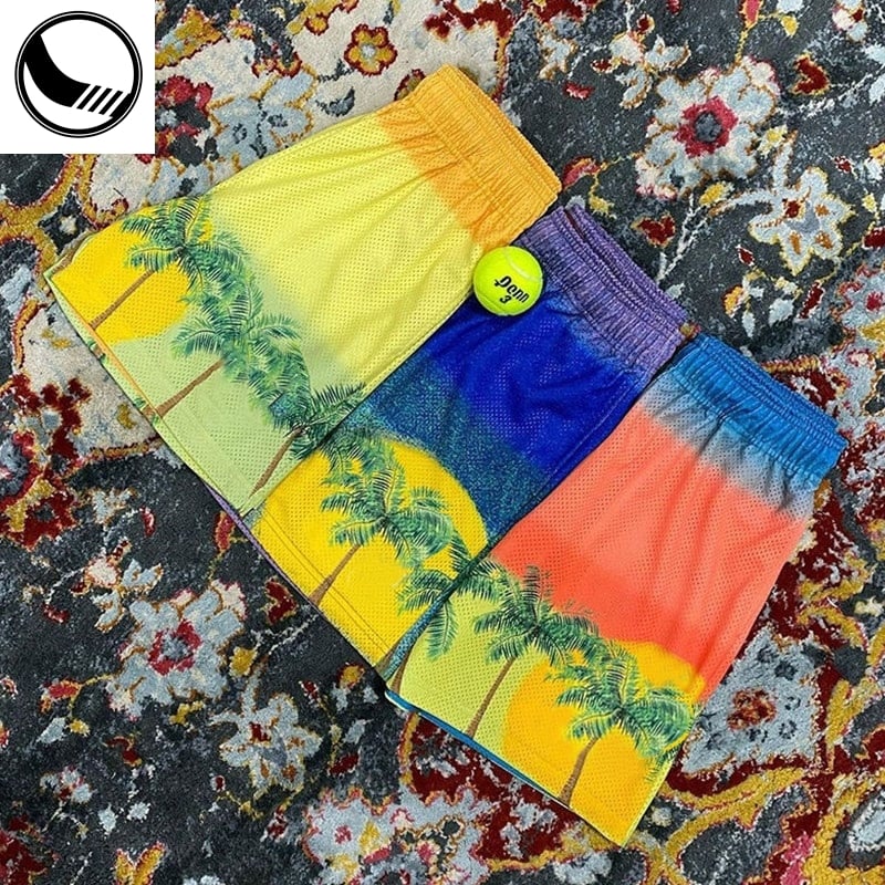 Wholesale Custom Logo Sports Sublimation Print Trendy Style Polyester Basketball Casual Elastic Gym Running Men Mesh Shorts details