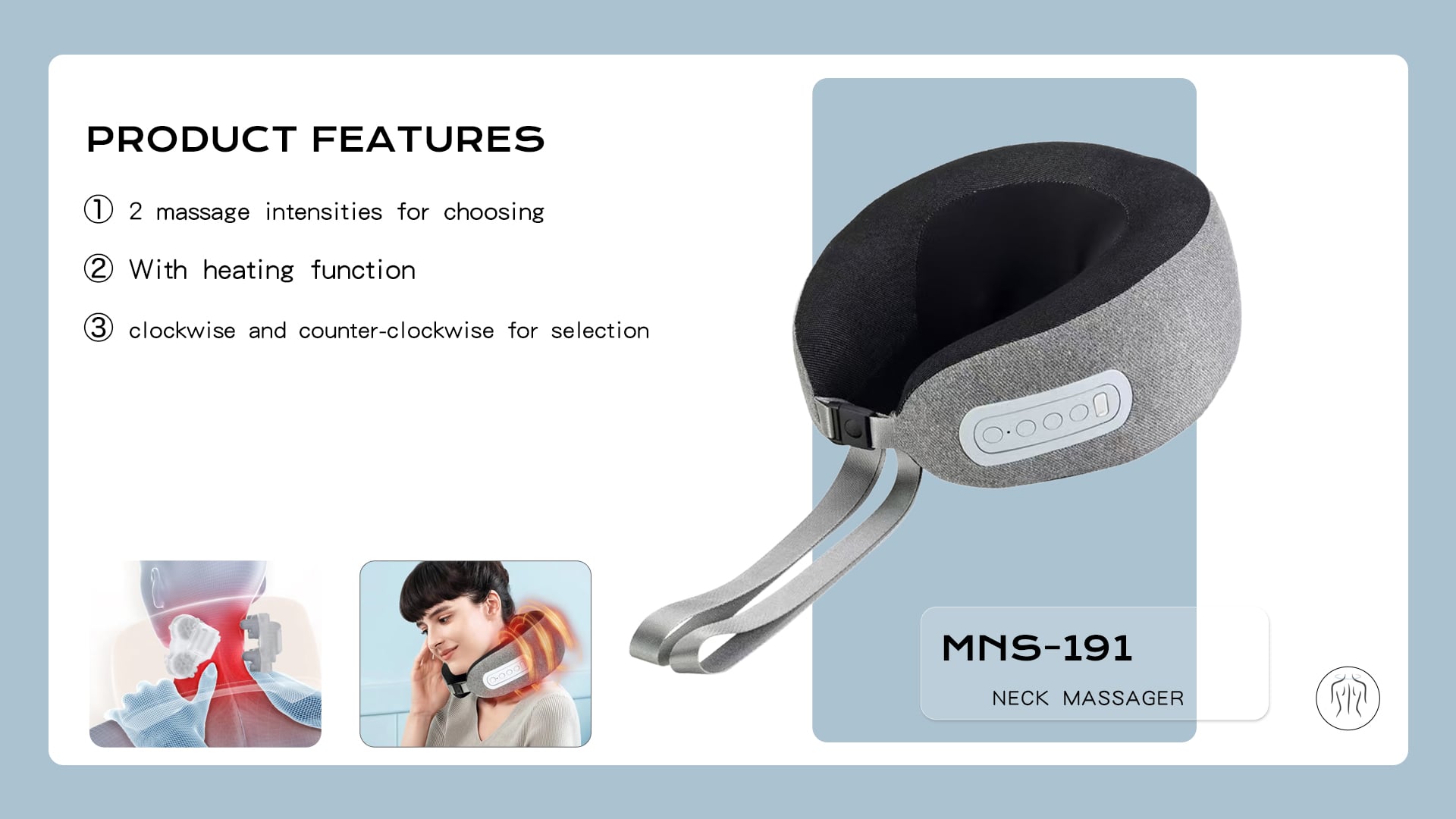 product high end u shape neck massager pillow dual motor travel airplane memory foam with graphene heating pad-12