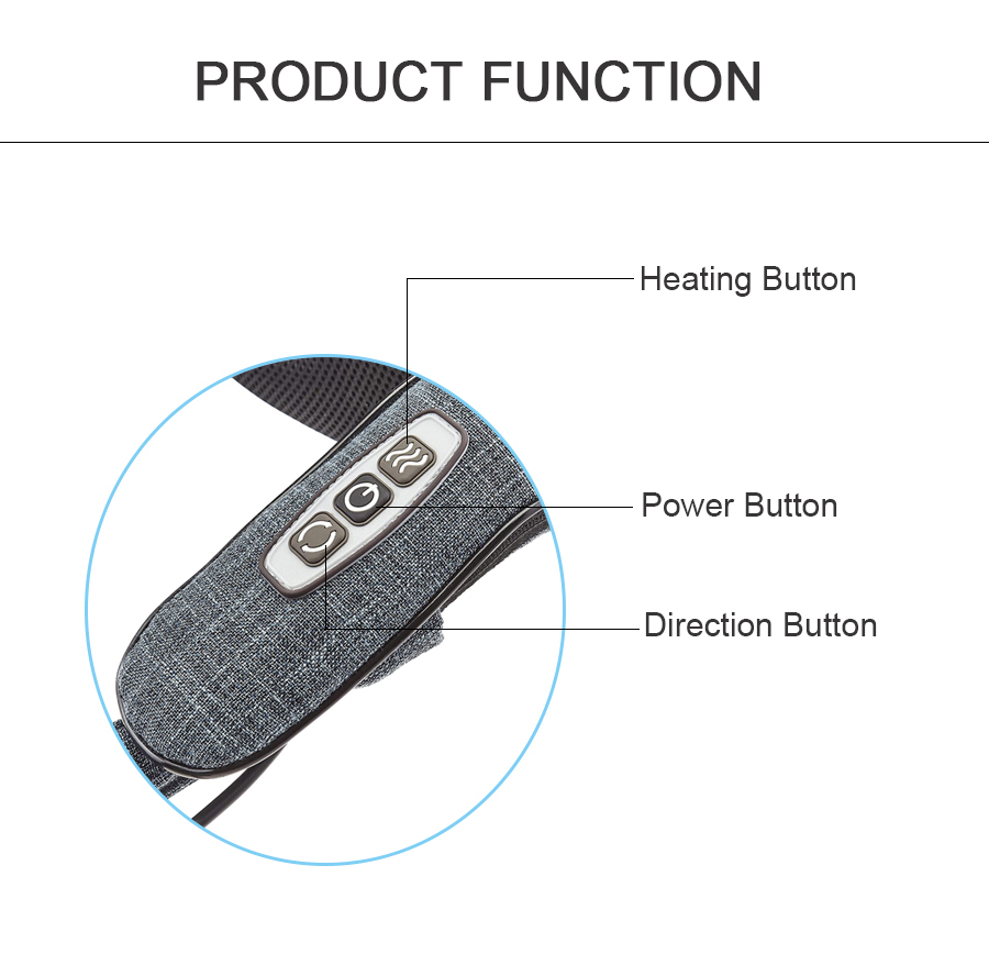 product becozy custom logo electric 3d shiatsu massager heat function kneading rolling body shoulder belt back neck head leg arm relief-4