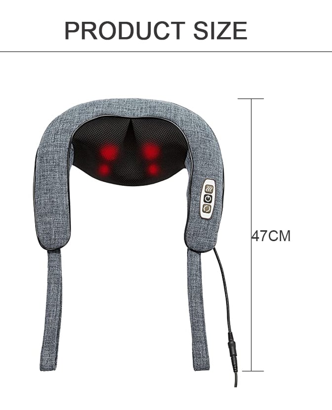 product becozy custom logo electric 3d shiatsu massager heat function kneading rolling body shoulder belt back neck head leg arm relief-5