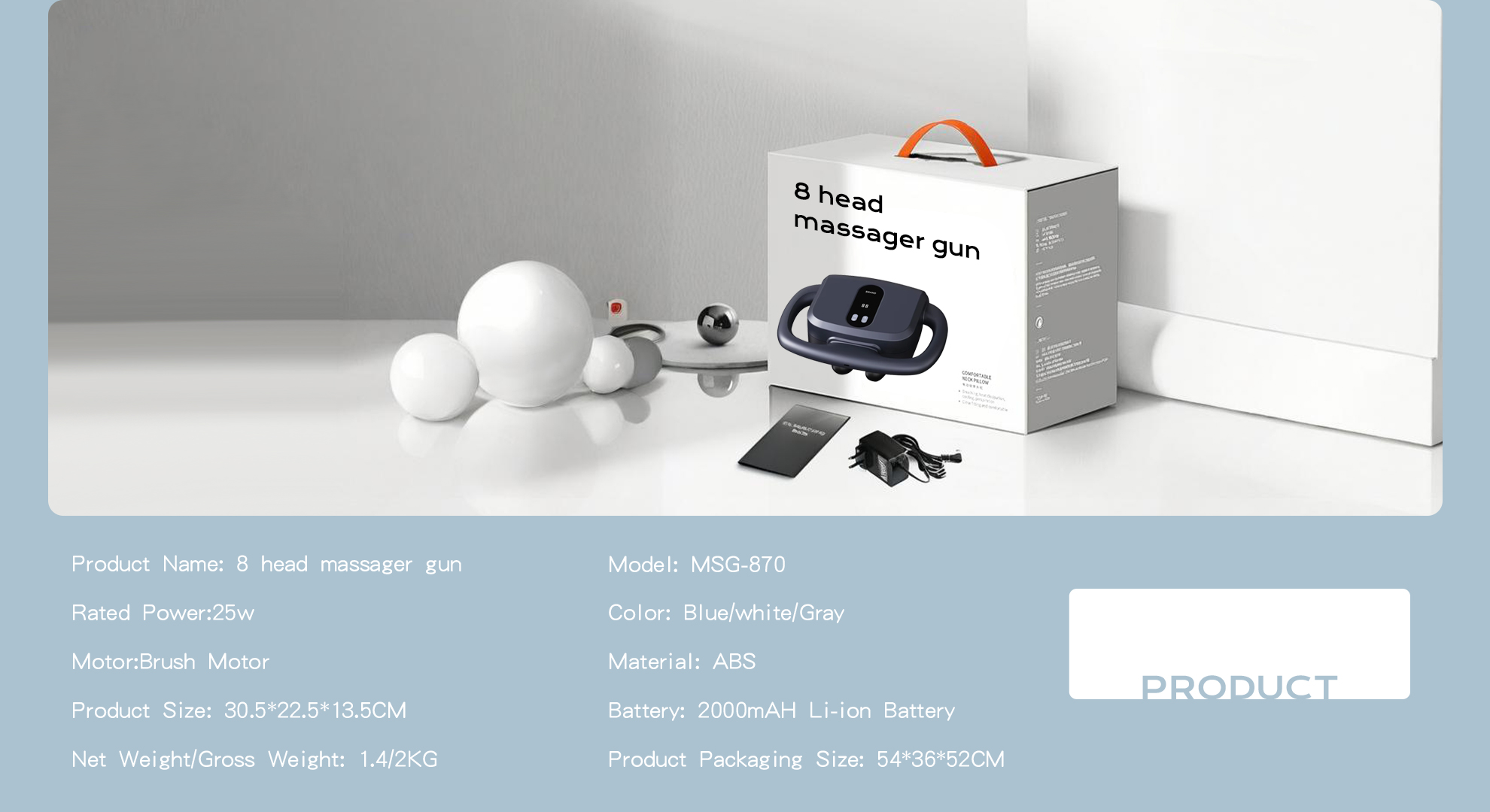 product 8 head muscle recovery massage gun for athletes physiotherapists 14mm amplitude-13