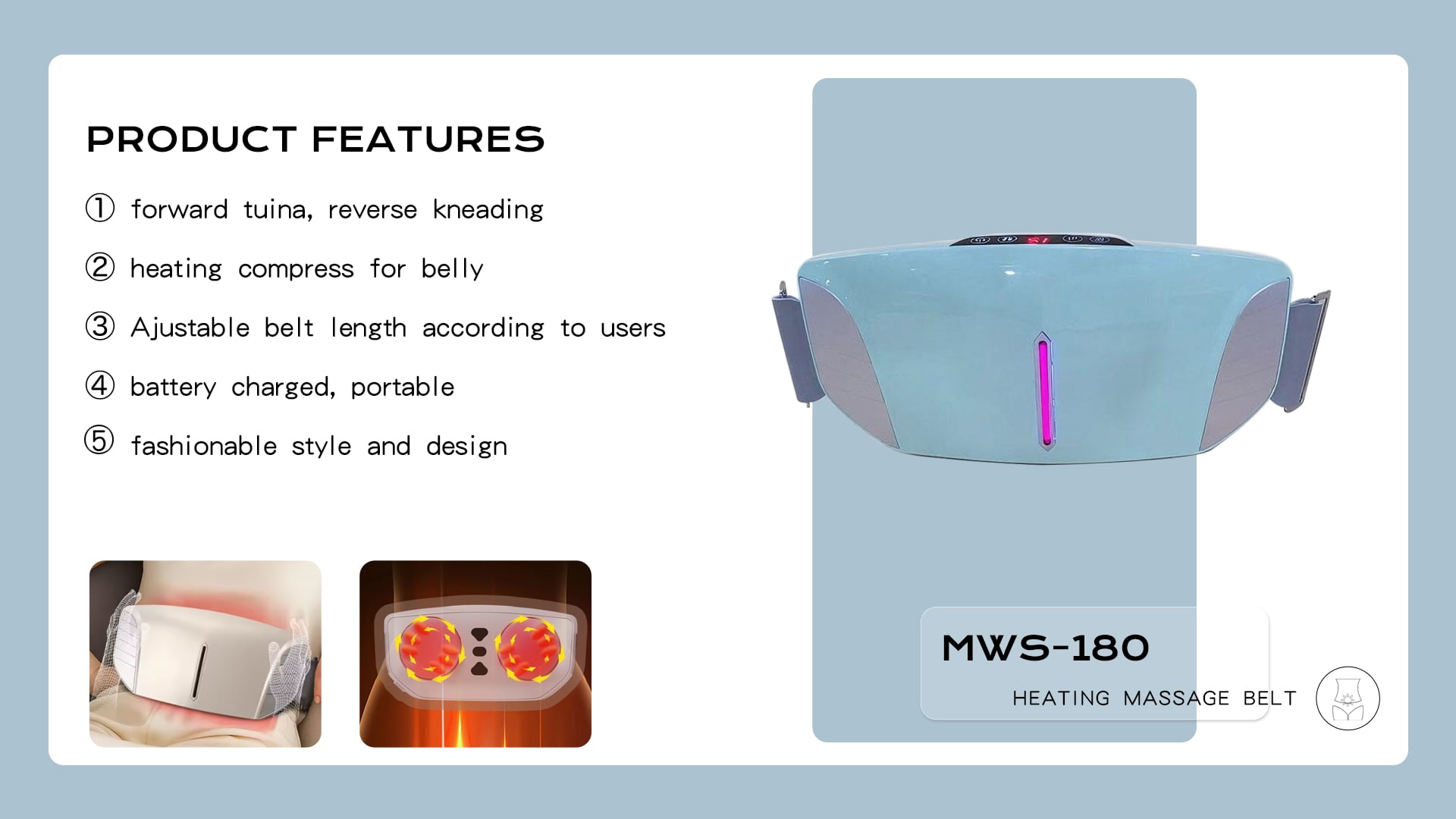 product becozy rechargeable pain relief device heat massage belt electric abdominal massager cordless menstrual heating kneading timing-10