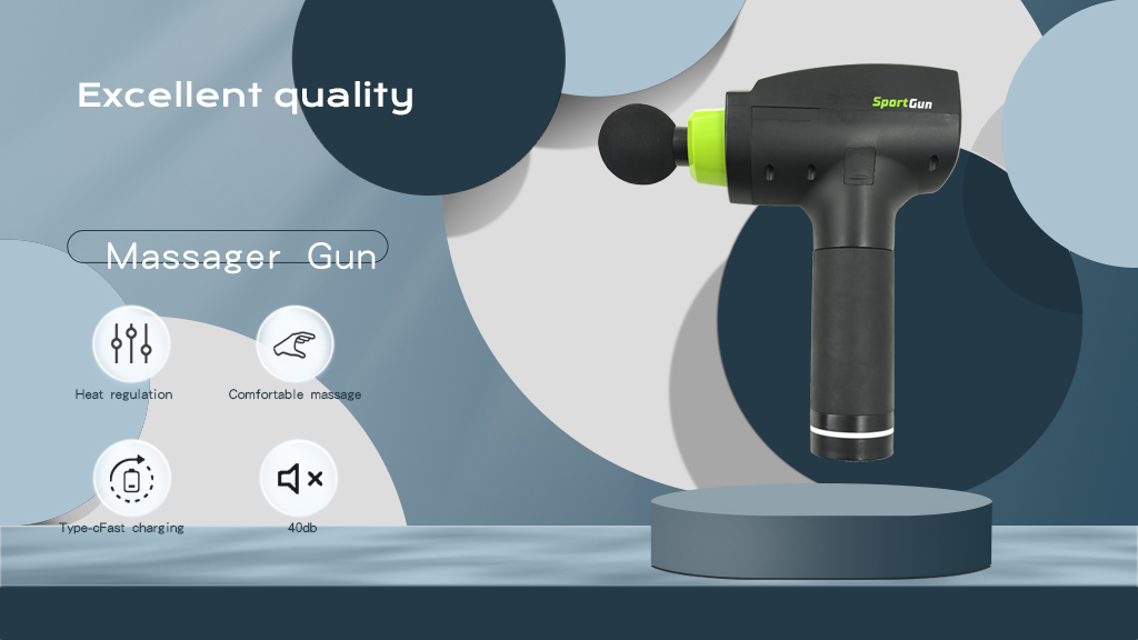 product portable massage gun 5 interchangeable heads 5 speed levels deep tissue brushless motor wireless remote usb rechargeable body-4