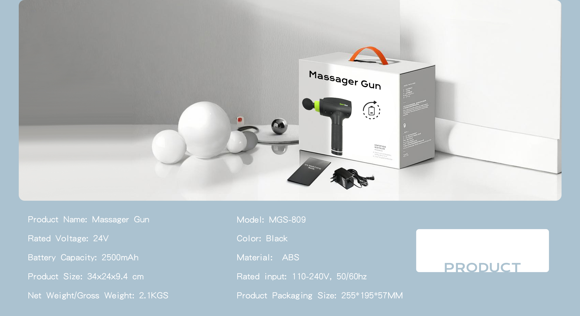 product portable massage gun 5 interchangeable heads 5 speed levels deep tissue brushless motor wireless remote usb rechargeable body-6