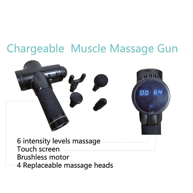 product high speed handheld cordless sports massage gun with 30 speed levels  4 massage heads for full body pain relief-2