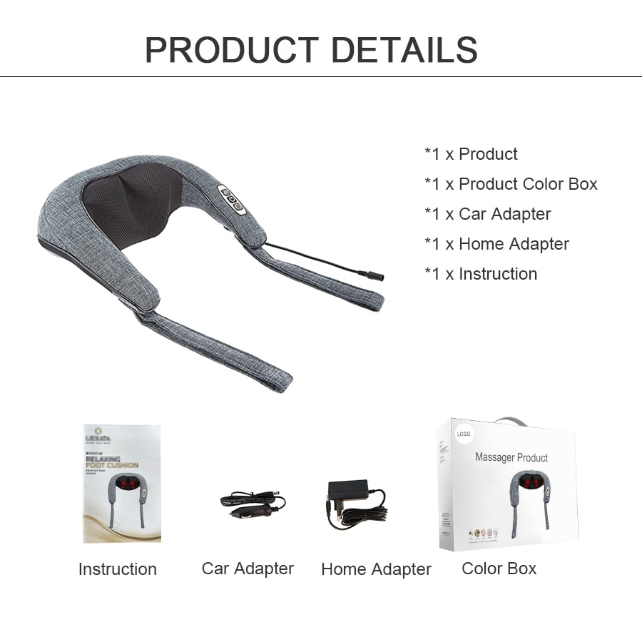 product becozy custom logo electric 3d shiatsu massager heat function kneading rolling body shoulder belt back neck head leg arm relief-6