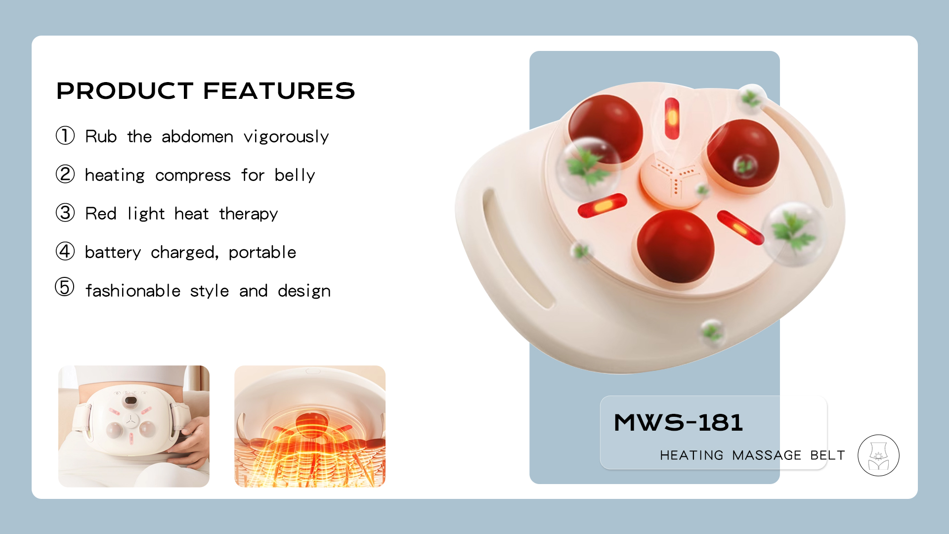 product becozy mws 181 flexible natural stone heated electric waist belly belt portable vibrator fat reducer kneading instrument heating-7