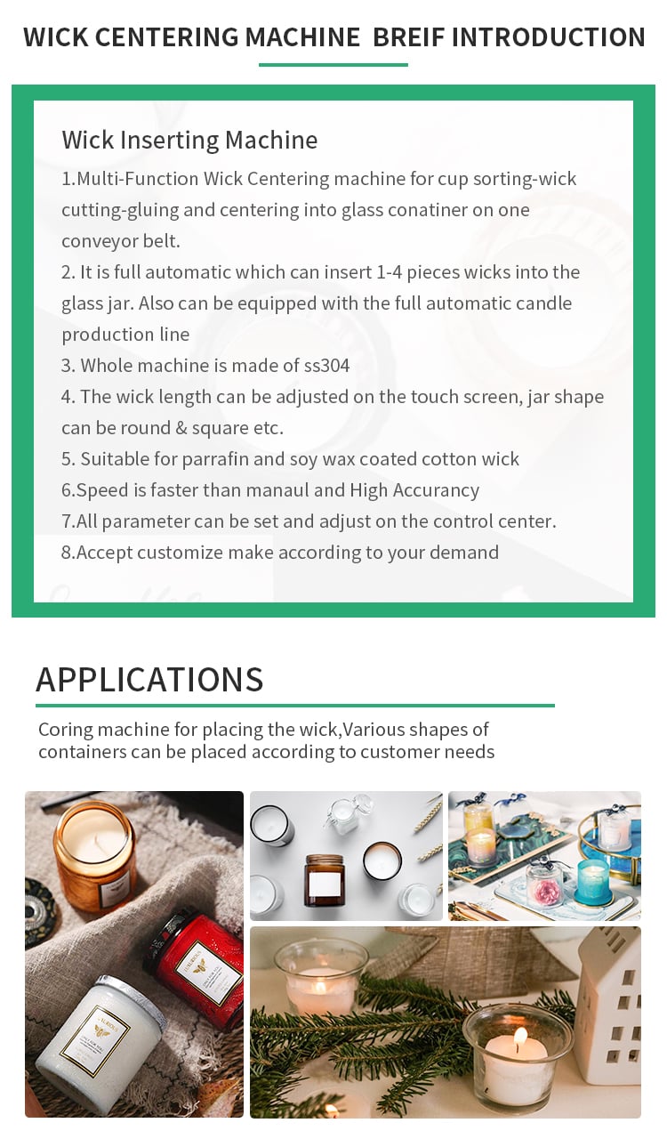 Automatic Wick Inserting Machine for Candle Holders Glass Cup Candle Wick Gluing Wicking Machine Tealights/Container/Pillars supplier