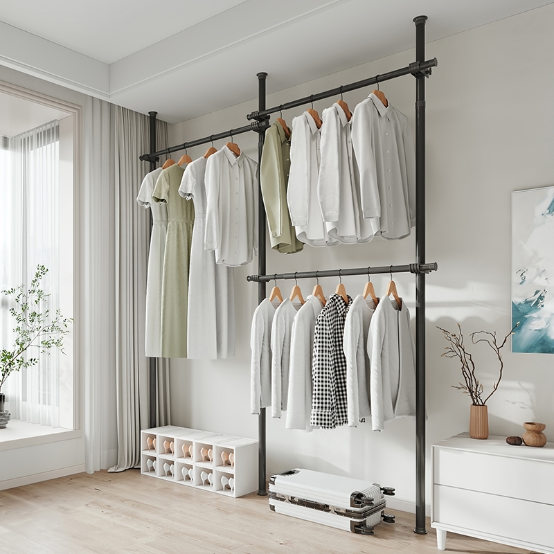 YIJIALE Black/White 3L3H Free Standing Indoor Clothes Storage Rack