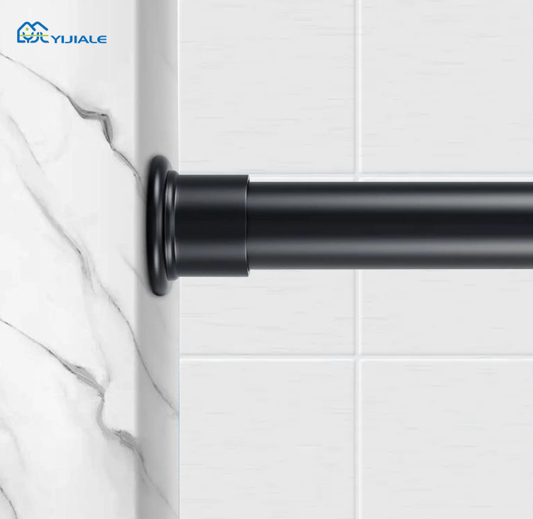 Black Spring Long Tension Curtain Rod Telescopic Adjustable Shower Curtain Rod