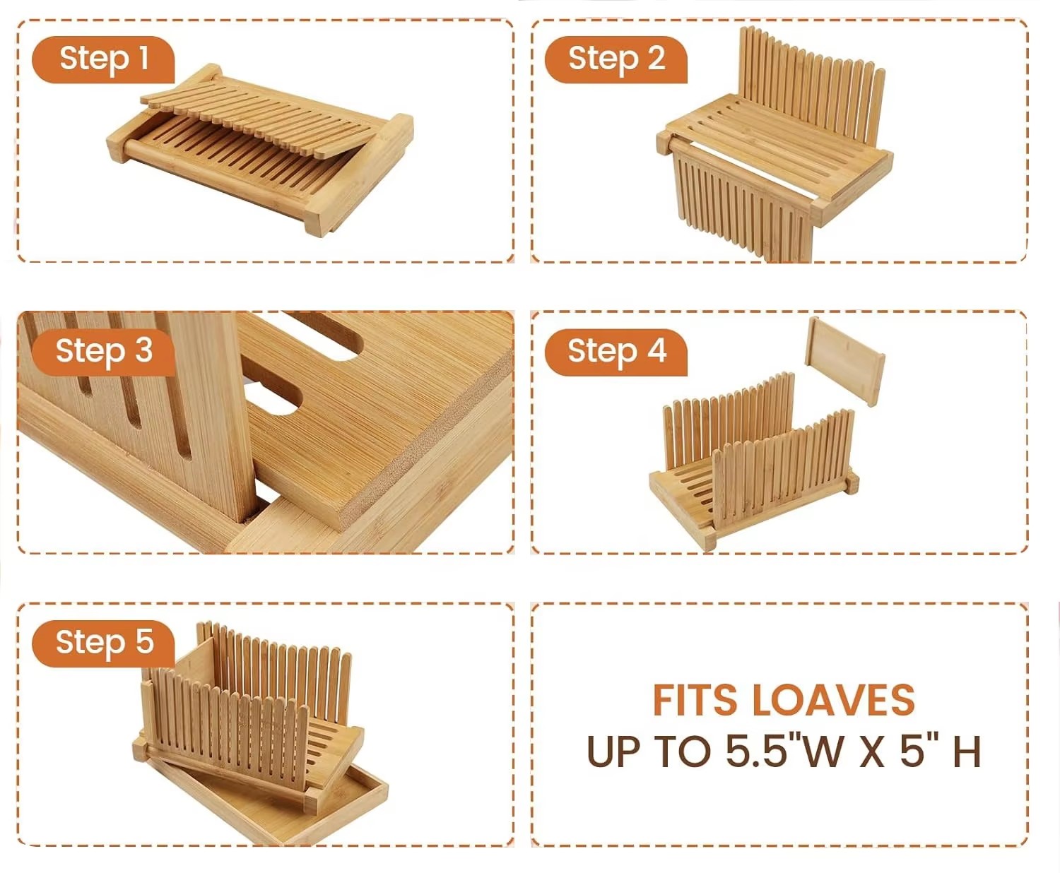 Bamboo Adjustable Foldable Manual Bakery Bread Slicer for Homemade Bread with Sturdy Bamboo Cutting Board supplier