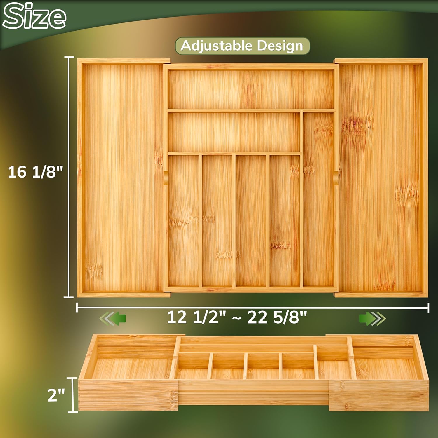 Bamboo Expandable Utensil Holder Cutlery Storage Tray Kitchen Drawer Organizer for Cutlery Silverware & Flatware Storage manufacture