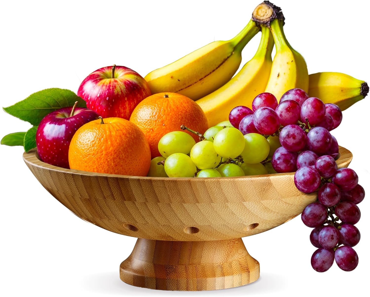 product large modern serving bowl wooden fruit salad bowl with elegant pedestal for kitchen counter dining table entryway home decor-13
