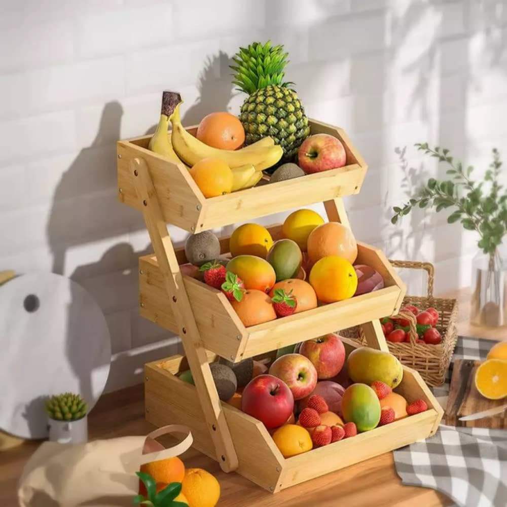 product 3 tier bamboo potato onion bread vegetable fruit storage basket countertop fruit basket for kitchen fruit basket stand-2