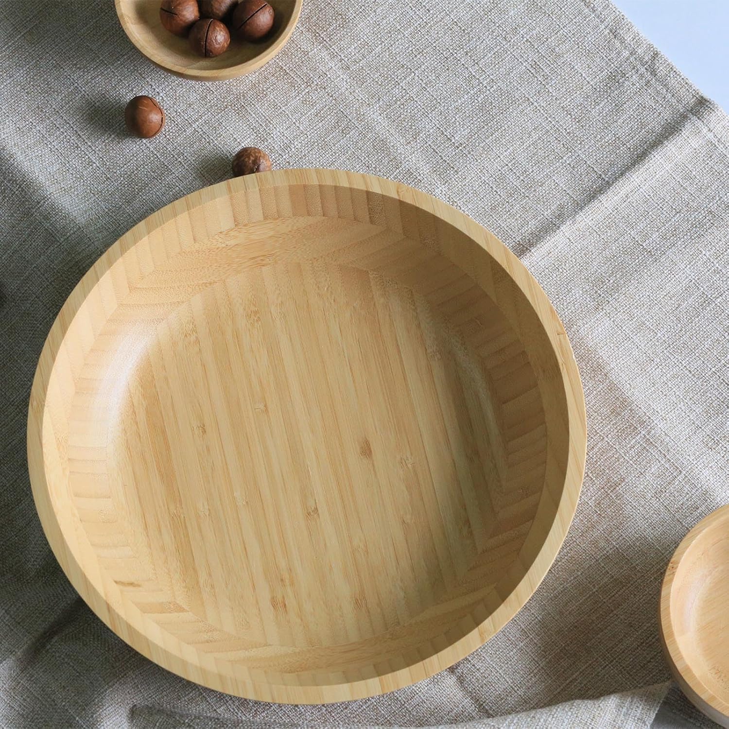 product large 12 bamboo salad bowl 100 oz kitchen counter wooden serving bowls for fruit farmhouse decorative dish home-4