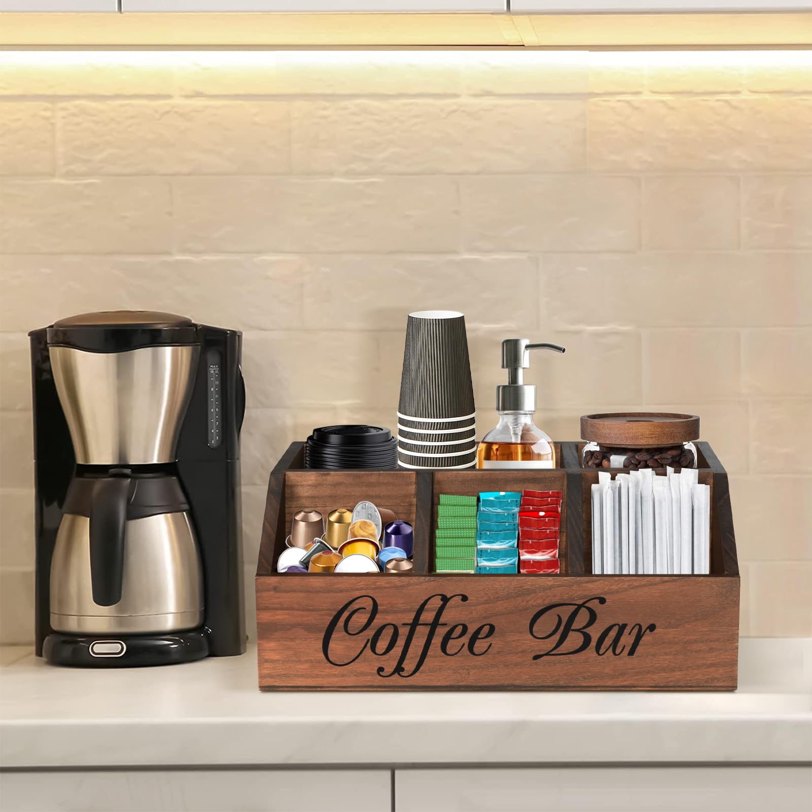 product counter coffee storage rack wooden coffee pod rack storage basket tea bag storage rack rustic style coffee bar accessories-9
