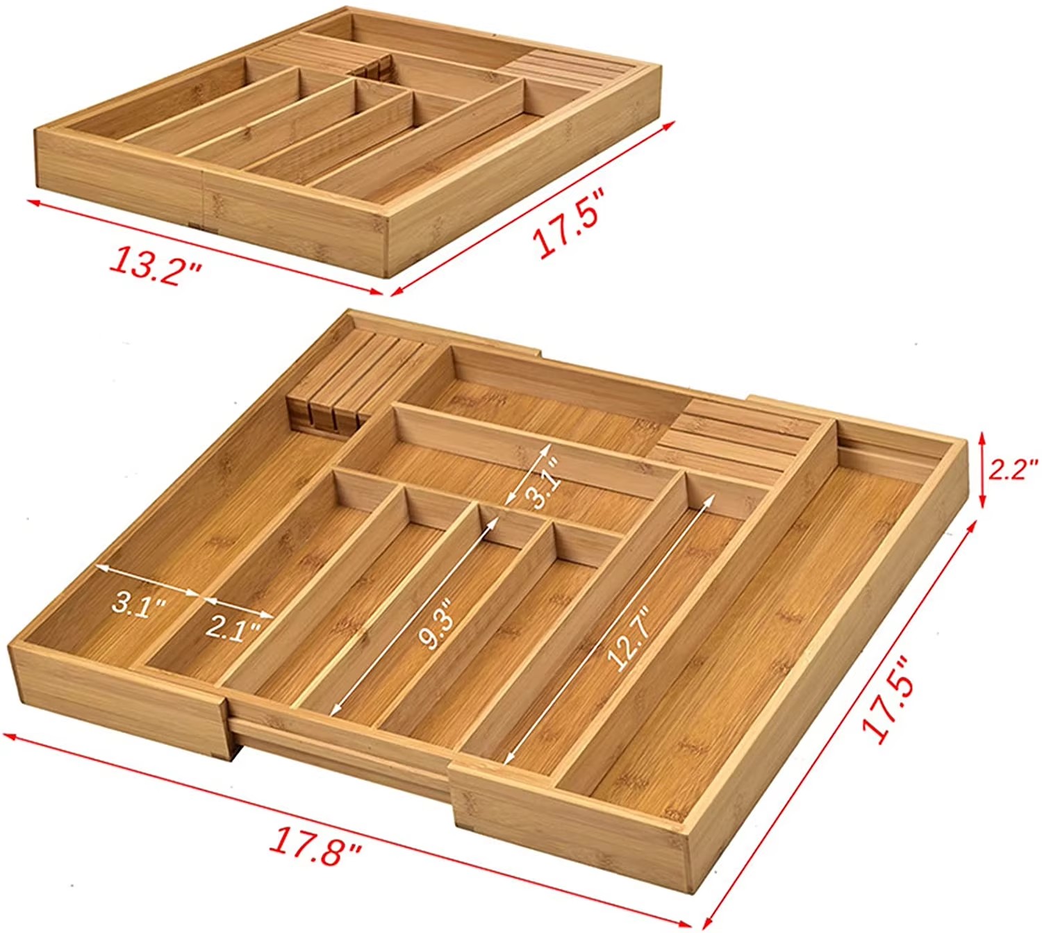 Wholesale Bamboo Expandable Cutlery Drawer Organizer Utensil Organizer for Kitchen factory