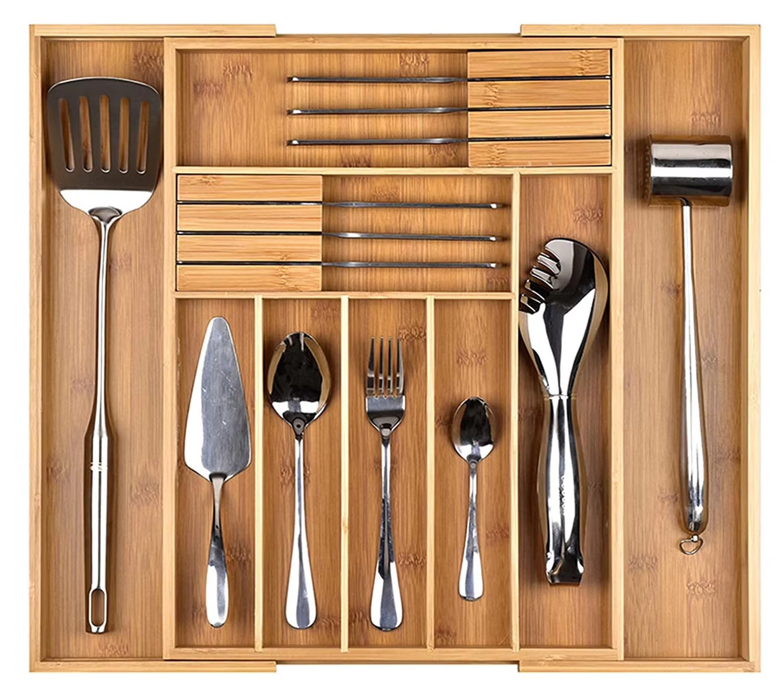 Wholesale Bamboo Expandable Cutlery Drawer Organizer Utensil Organizer for Kitchen details