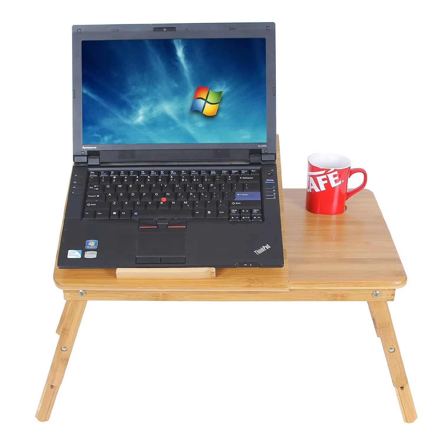 product bamboo foldable laptop desk adjustable laptop table with cup holder drawer portable lap desk for bed couch laptop stand-2