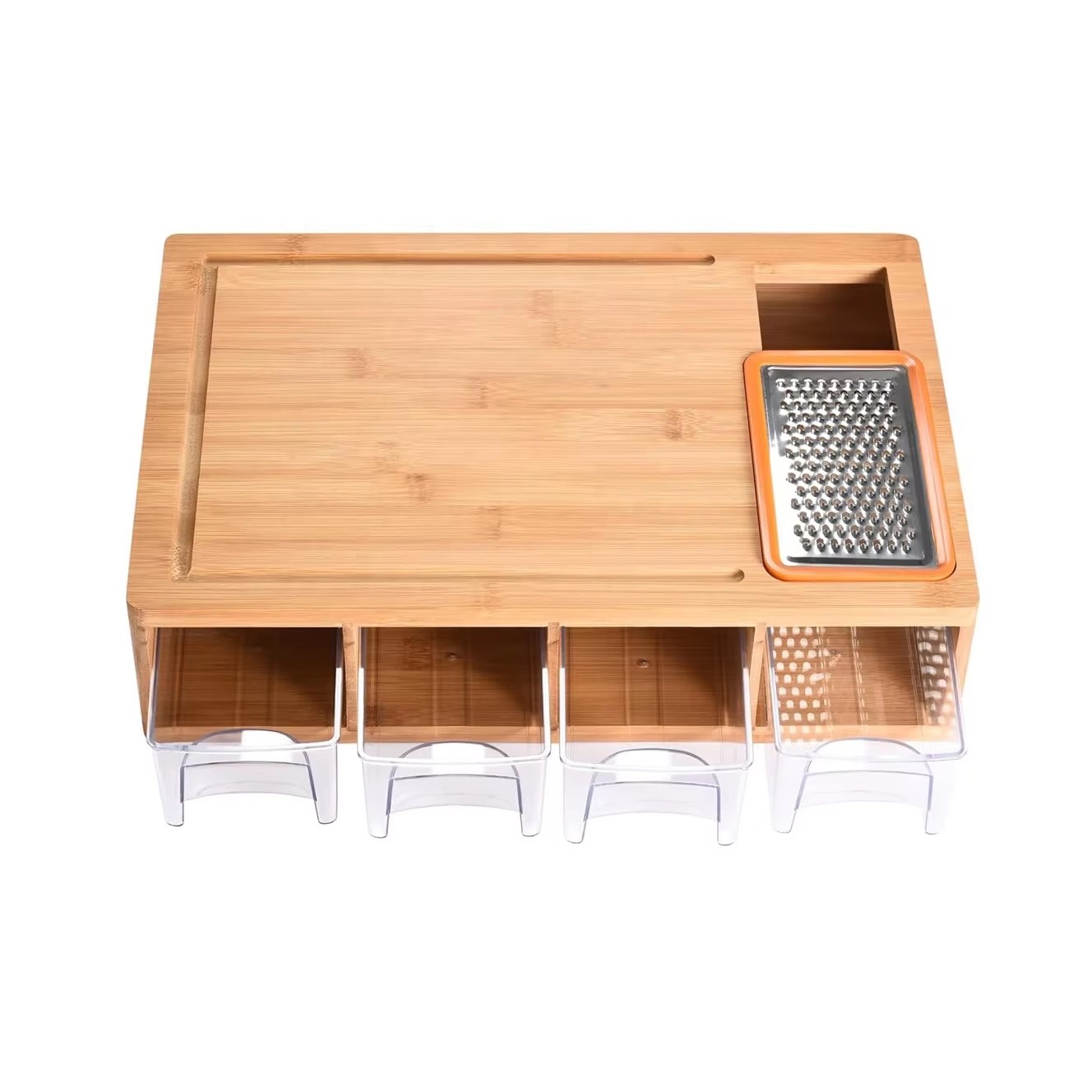 Bamboo Kitchen Cutting Board with Storage Drawers & Built-in Grater Multifunctional Chopping Board for Vegetables, Fruits & Meat factory