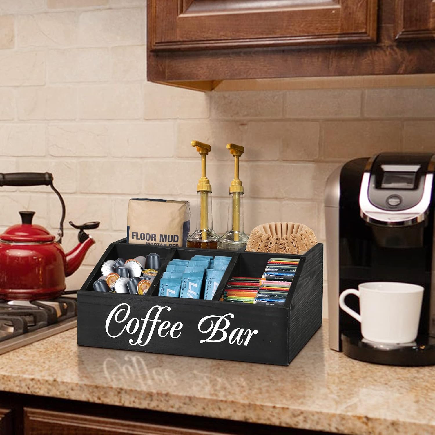 product counter coffee storage rack wooden coffee pod rack storage basket tea bag storage rack rustic style coffee bar accessories-11