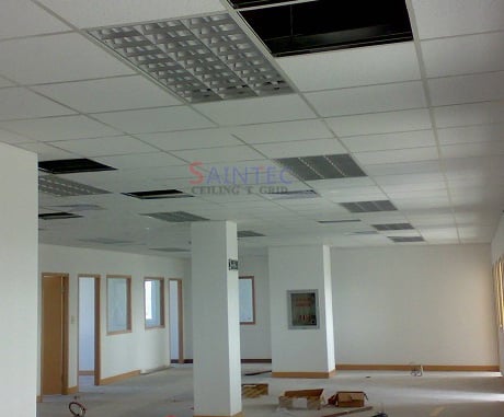 600X600 Modern Square Fireproof Acoustic Mineral Fiber Ceiling Grid Suspended Ceiling Tiles details