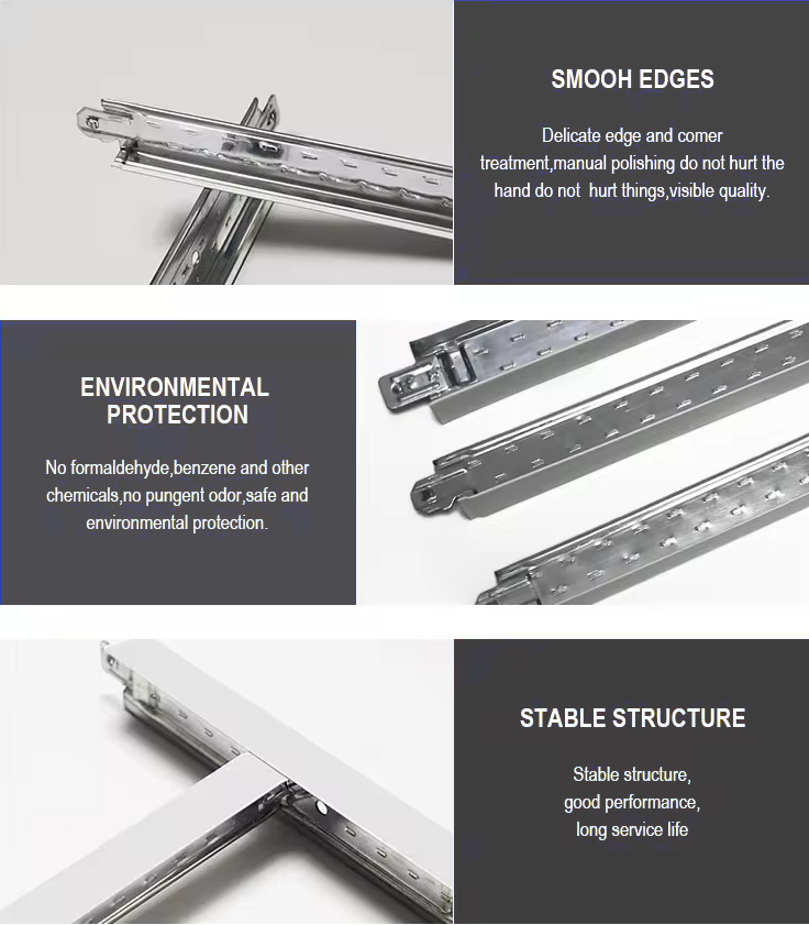 Modern Design Galvanized Steel T-Runner Main Tee and Cross Tee Wholesale Ceiling Grid Components for Office Buildings manufacture