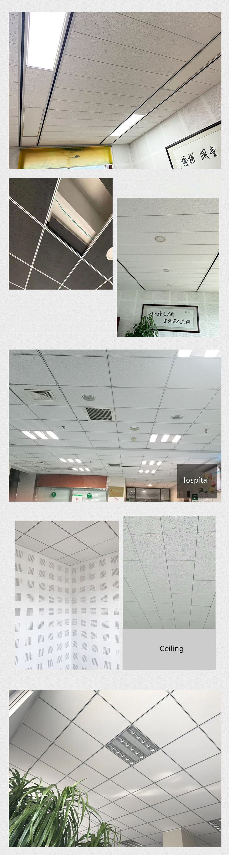 600X600 Modern Square Fireproof Acoustic Mineral Fiber Ceiling Grid Suspended Ceiling Tiles details