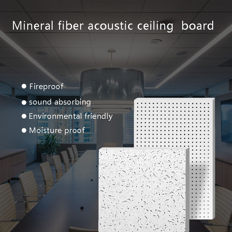 600X600 Modern Square Fireproof Acoustic Mineral Fiber Ceiling Grid Suspended Ceiling Tiles supplier