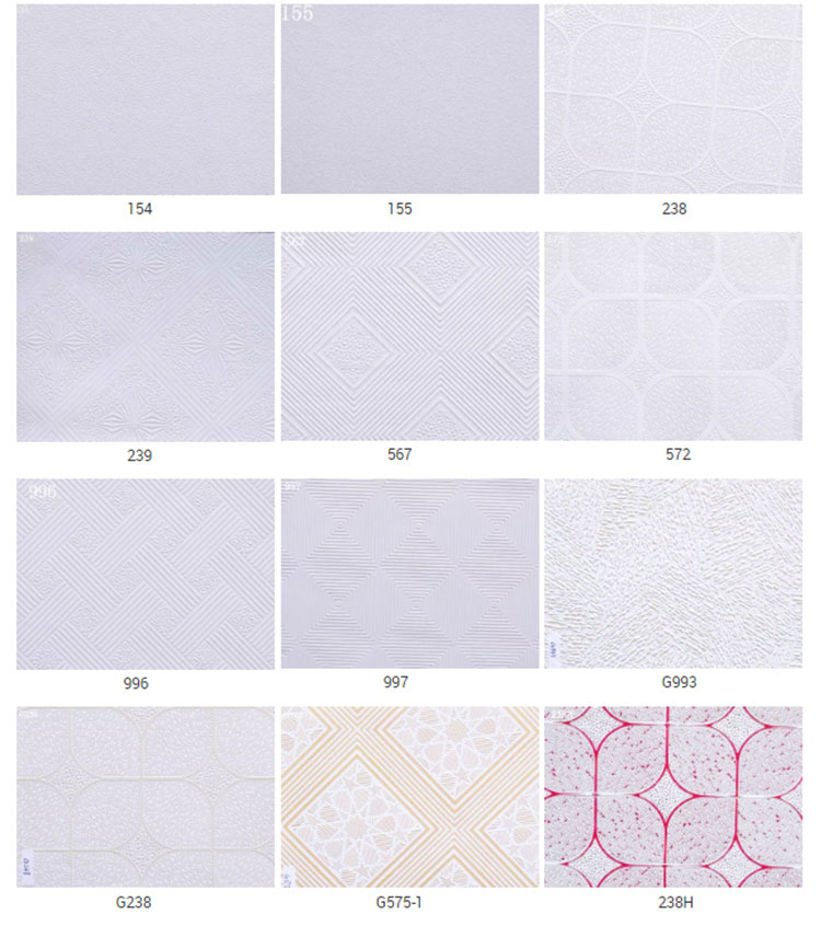 Modern 2x2 PVC Gypsum Ceiling Tiles Square Fireproof Design with Easy Ceiling Grid Installation details